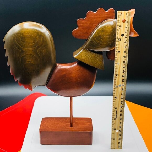 Rooster Wood Original Art Sculpture Artist Lyne Montmeny 2003 Modern Farmhouse - Picture 13 of 13